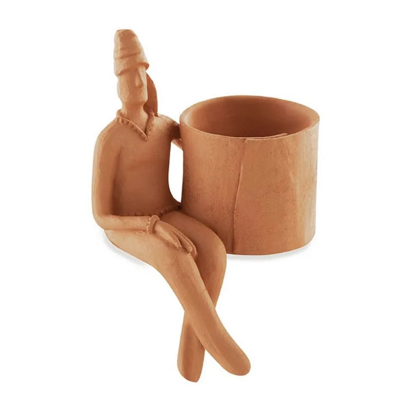 Cachepot Homem Com Bandana Em Poliserina Terracota