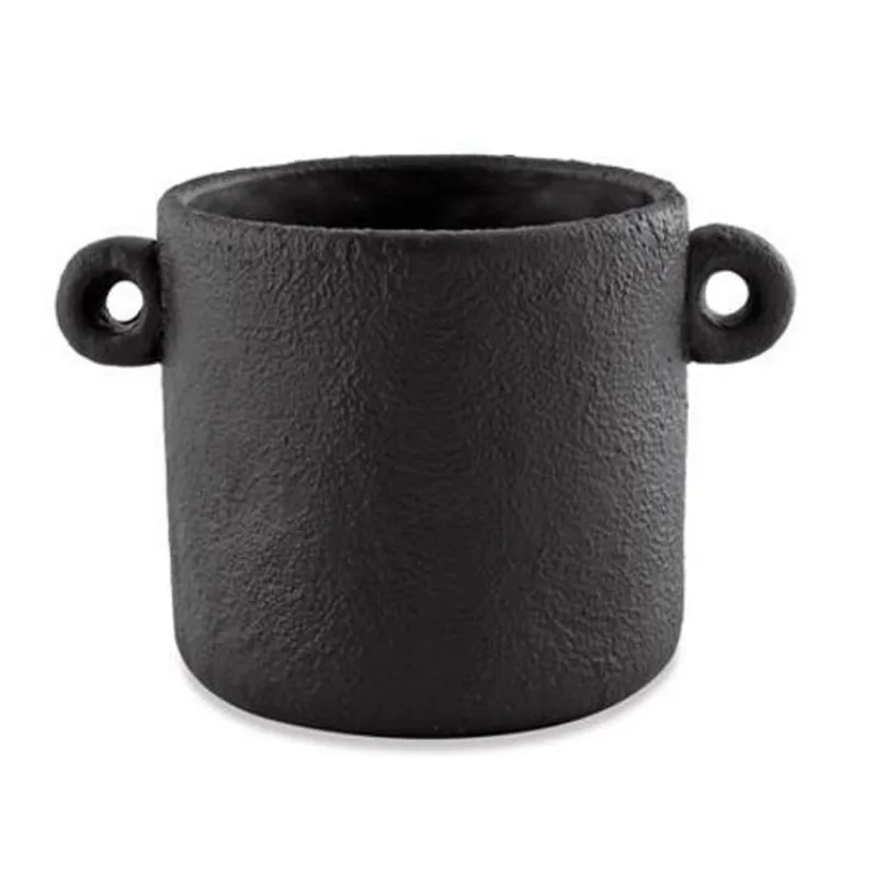 Cachepot Em Cimento Preto 24x15 Cm