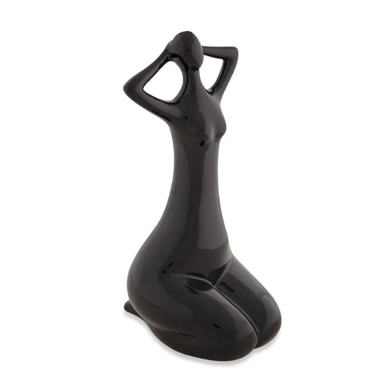 Escultura Garota de Ipanema sentada preta em porcelana