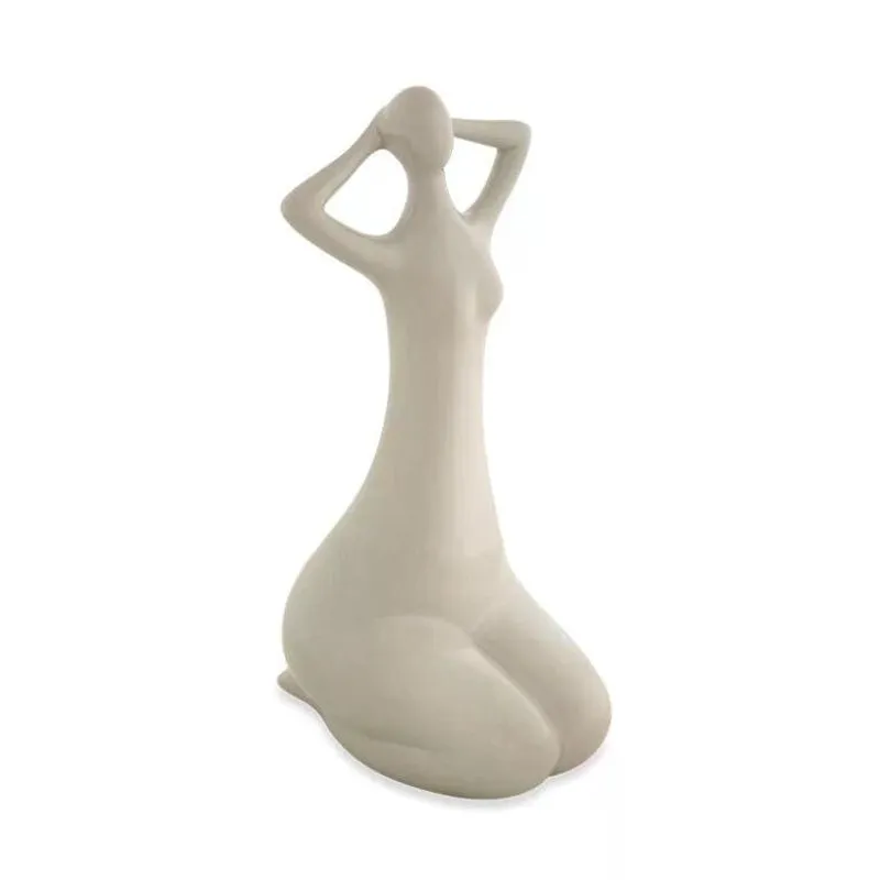 Escultura mulher em porcelana off white mart