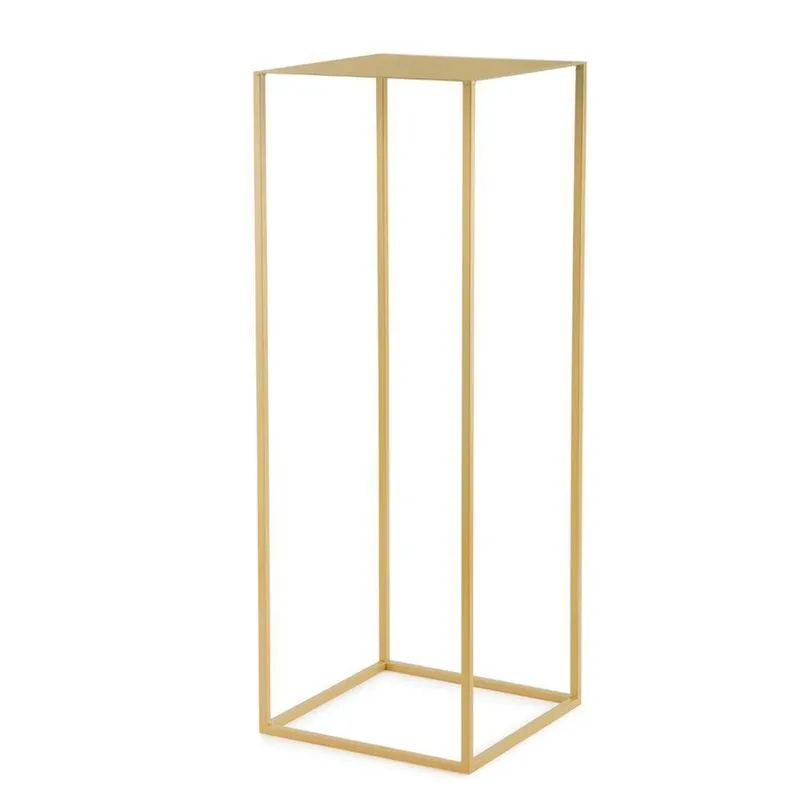 Mesa De Apoio Em Metal Cubo Vazado Com Tampo Dourado P - D'rossi