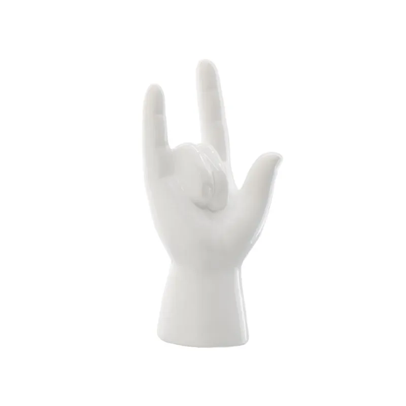 Escultura Mão Branca Em Cerâmica 9x7x23cm Moas