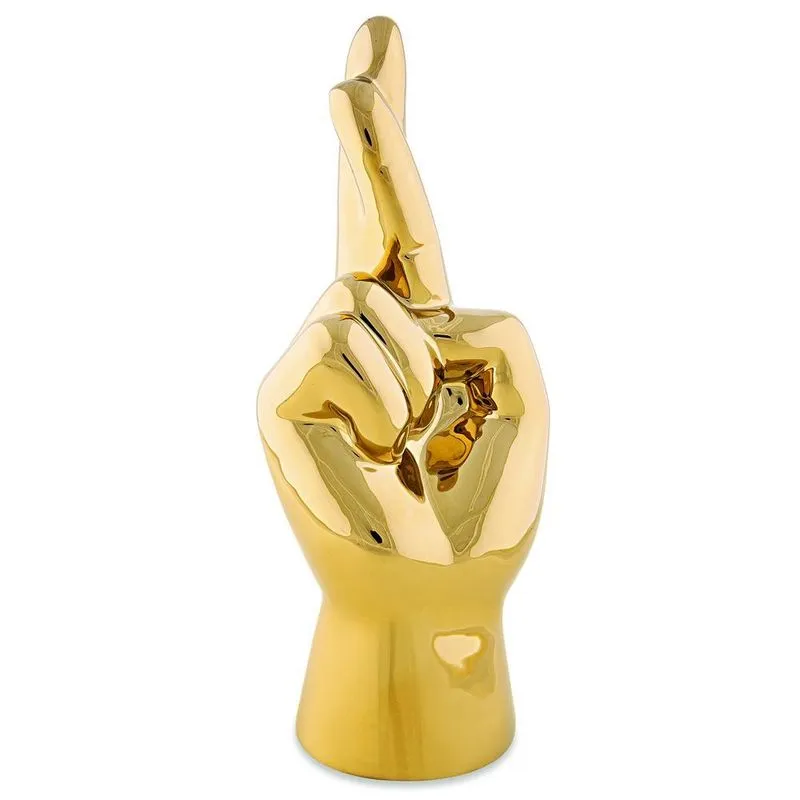 Escultura Decorativa Mão - Dourada Em Cerâmica De Luxo