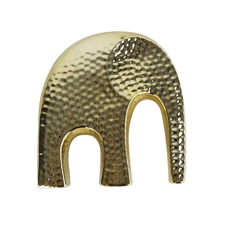 Escultura Elefante em Cerâmica Grande - Decoração Dourada