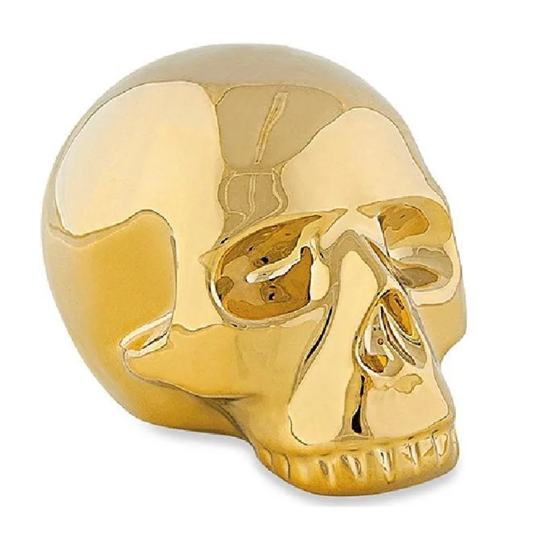 Escultura Crânio Dourado Em Cerâmica - Mart 12994