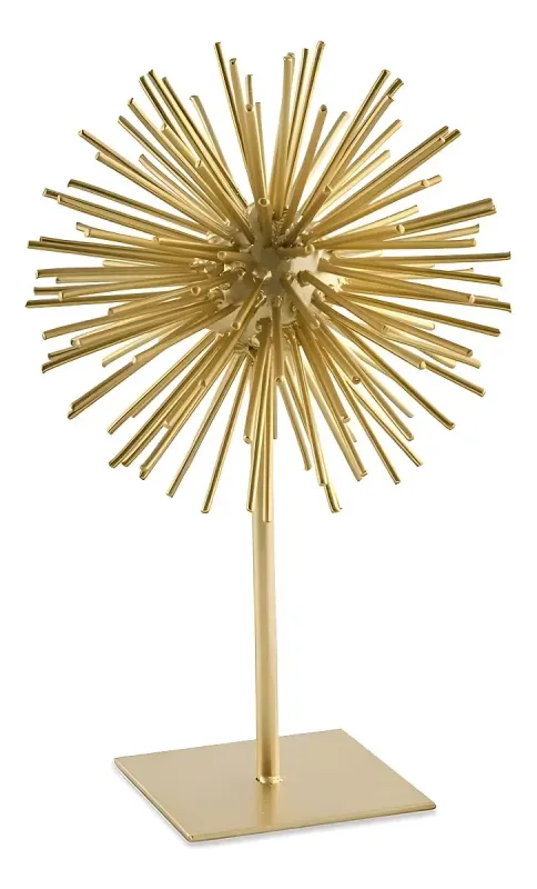 Escultura Ouriço Dourado em Metal 13018 Mart para Decoração Sofisticada