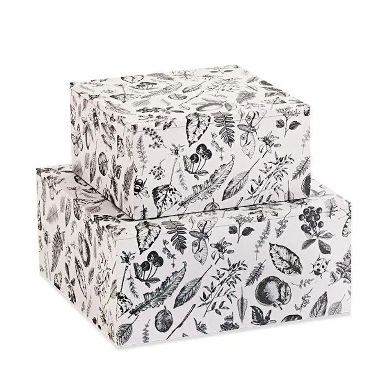 Kit Caixa Decorativa Branca Borboleta Flores 2 Peças