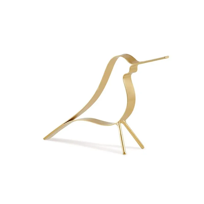 Escultura Passaro Em Metal Dourado 13348 - Mart