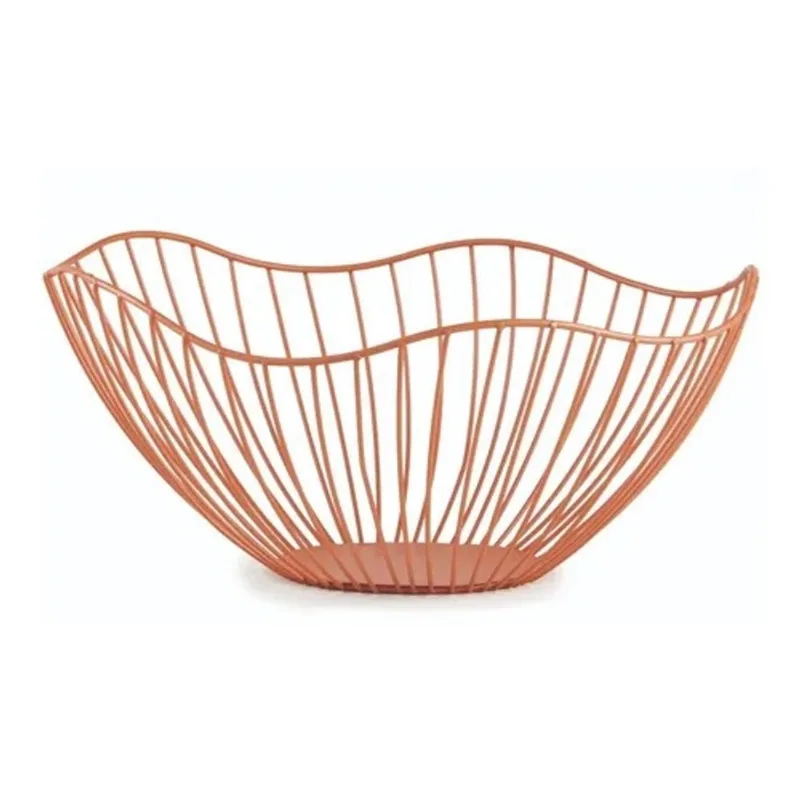 Centro De Mesa Fruteira Decorativa Metal Laranja P Mart