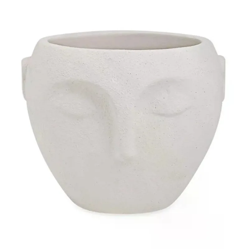 Cachepot rosto em cimento off white mart