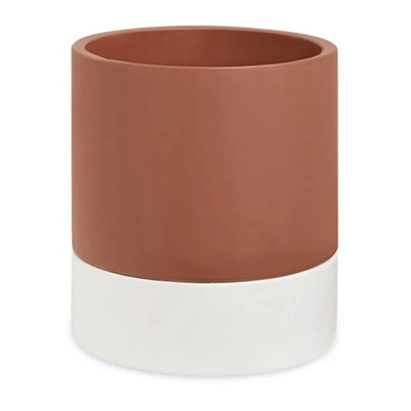 Cachepot Grande Terracota com Base Branca