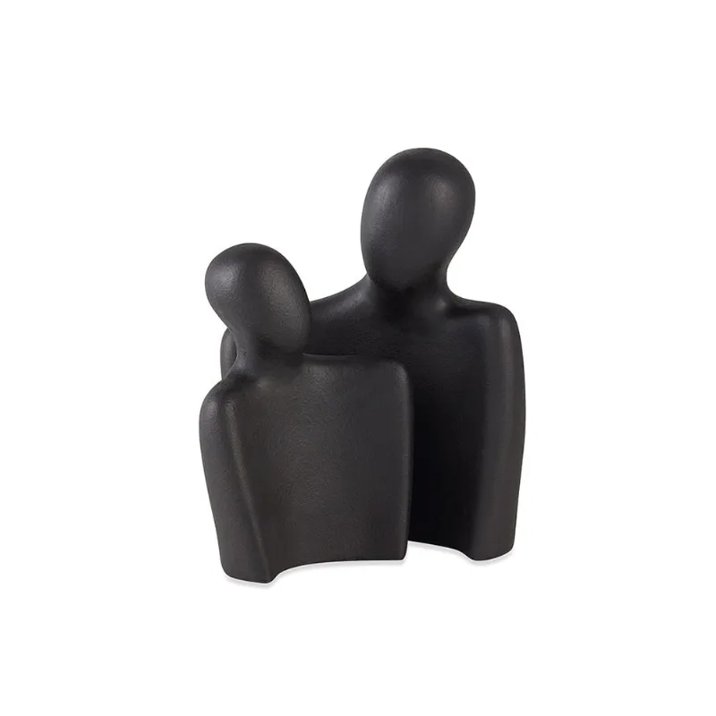 Escultura Decorativa Casal em Cimento Preto 26x20,5cm 2 Peças Mart