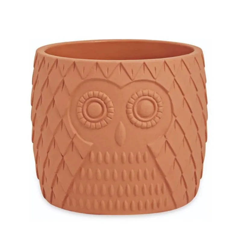 Cachepot Coruja Médio Terracota