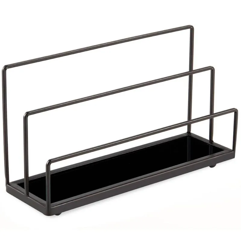 Porta Correspondência Organizador De Escritório Preto Com Vidro Mart 13631