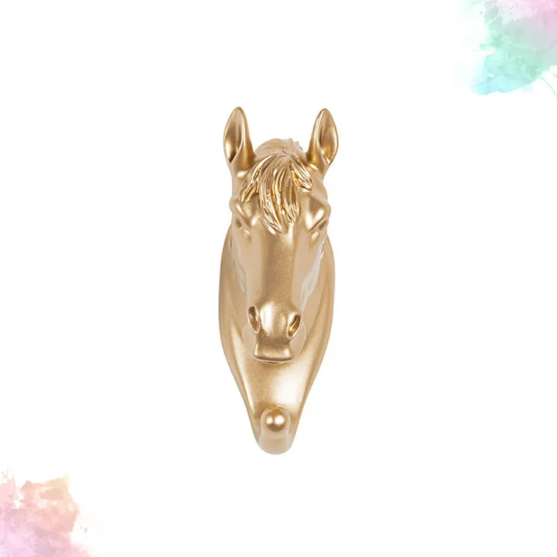 Gancho de parede em resina dourado formato cavalo