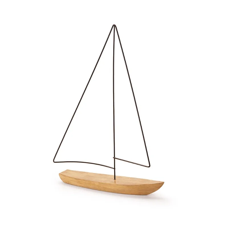 Escultura Decorativa Barco em Poliresina 40x6cm Mart