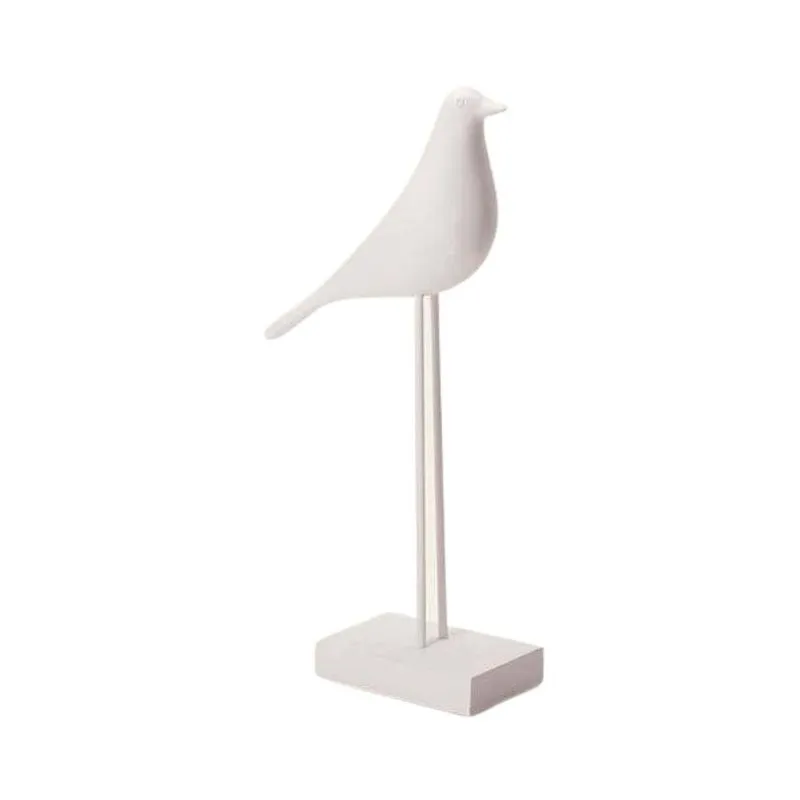 Pássaro Em Poliresina Branco 26cm Mart