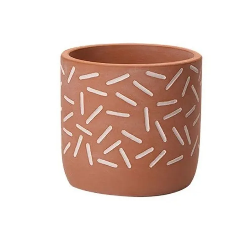 Cachepot Em Cimento Terracota E Branco P Mart