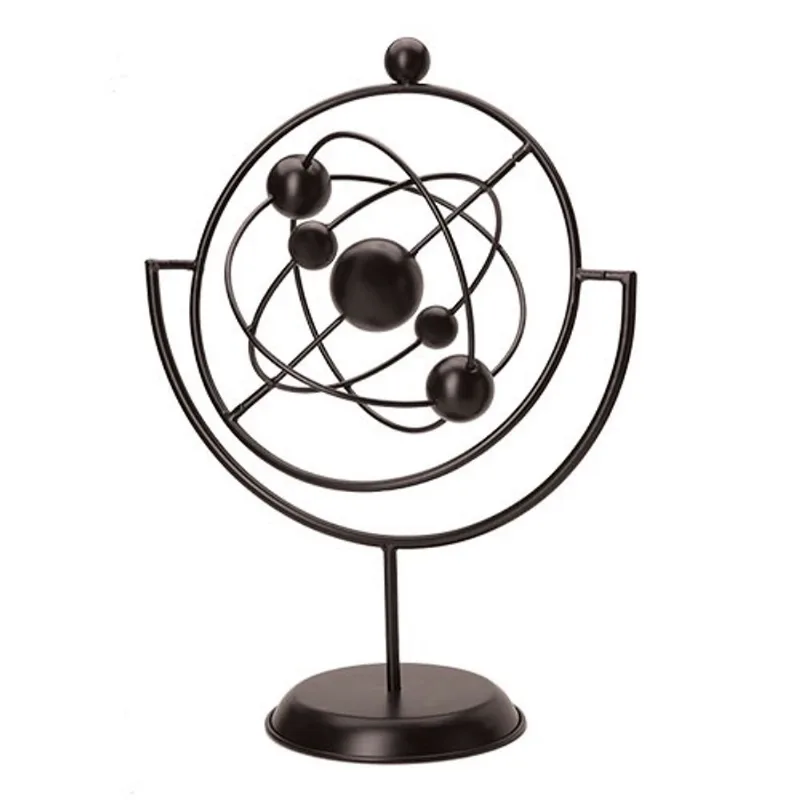 Escultura em metal globo decorativo preto
