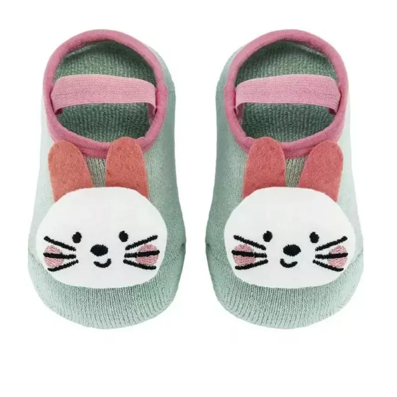 Meia Sapatinha Infantil Antiderrapante Com Aplique Tam. M (1-3 Anos) Coelho - Buba