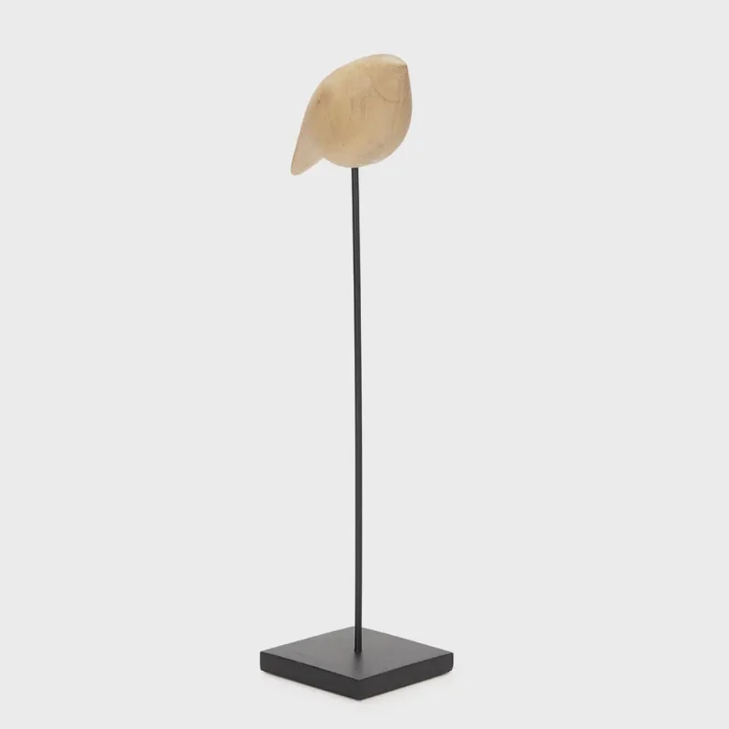 Escultura Pássaro em Poliresina 35cm - Bege