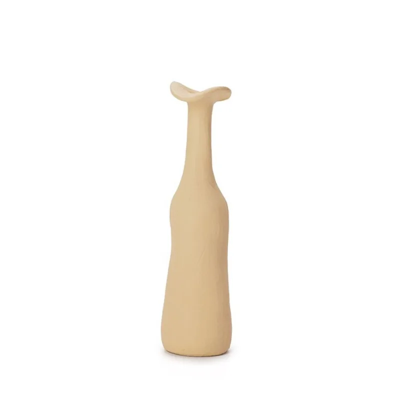 Vaso garrafa em poliresina bege