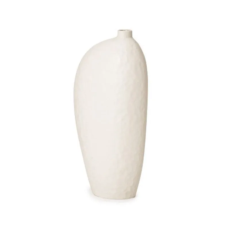 Vaso em ceramica branco rustico bojudo 40cm