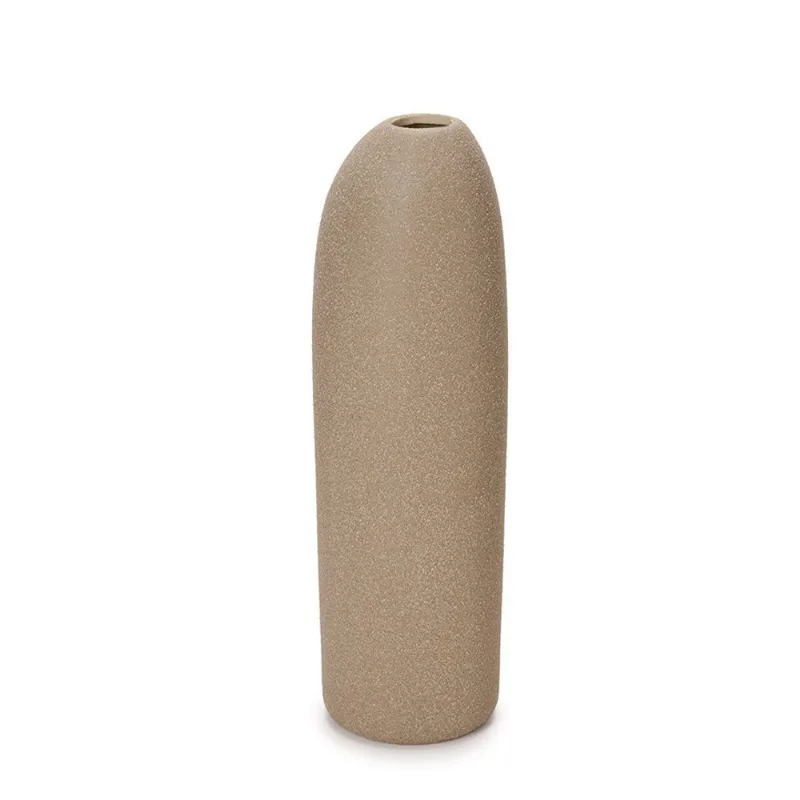 Vaso garrafa em ceramica marrom texturas