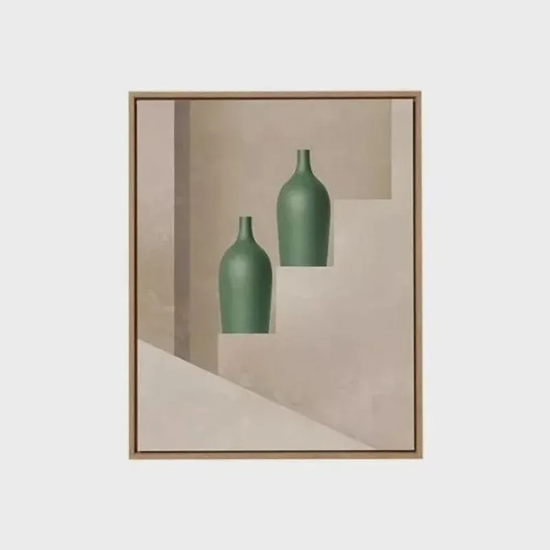 Quadro em canvas com estampa de vaso na escada mart