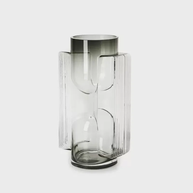 Vaso geometrico em vidro fume mart 25,5CM