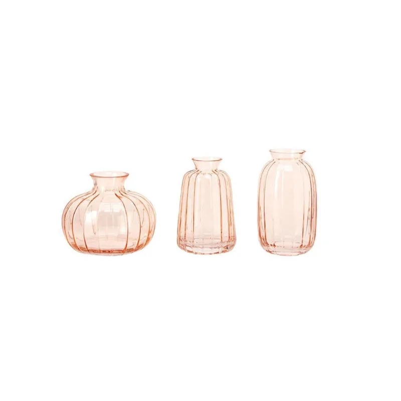 Trio Vaso Decorativo De Vidro Cristal Redondo Enfeite Sala