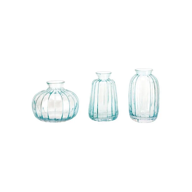 Conj Trio Vaso Decorativo De Vidro Cristal Redondo Enfeite