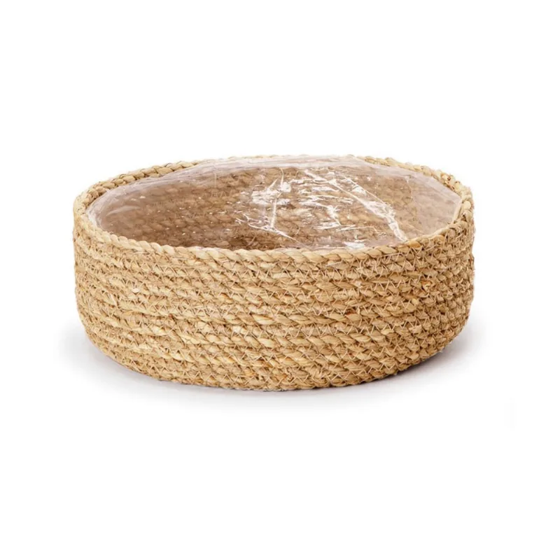 Cachepot Decorativo Mesa Chão Em Fibra Natural Trançado