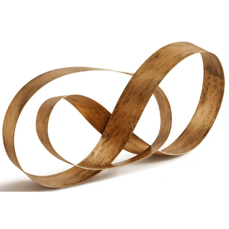 Escultura em metal dourado abstrata decorativa