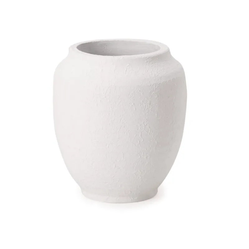 Vaso em cimento branco rustico G