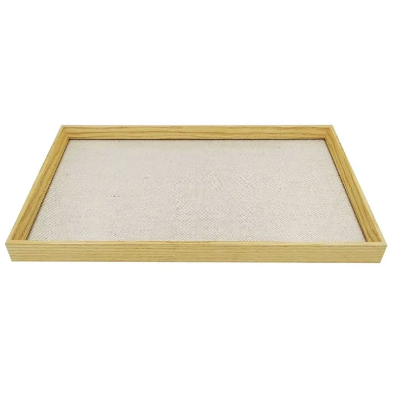 Bandeja Decorativa Detalhe em Linho 45x27cm em MDF Mart Moas