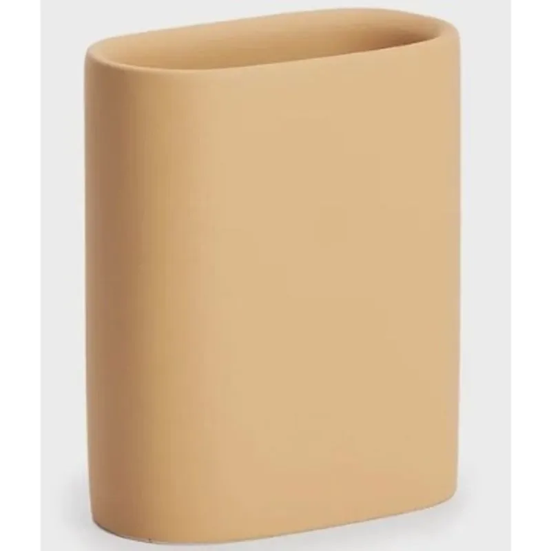 Copo porta escova em cimento liso bege - Mart - 11X9X5 cm