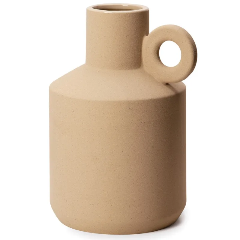 Vaso jarro em ceramica bege geometrico 39cm