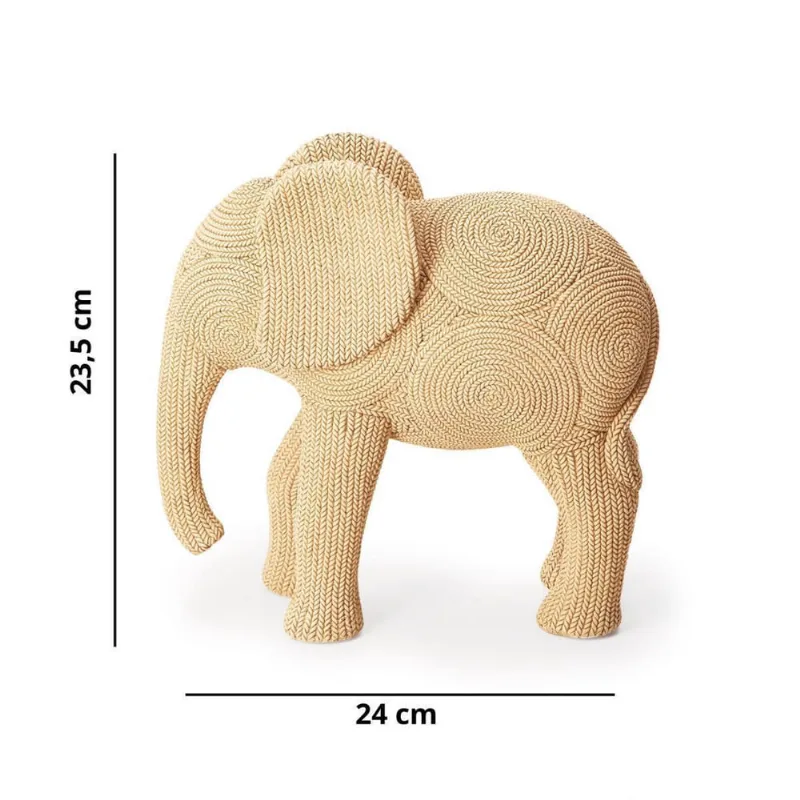 Escultura Elefante Bege Enfeite Decoração Animais