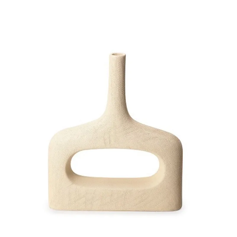 Vaso em poliresina geometrico claro amadeirado