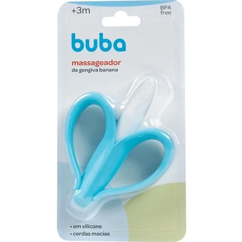 Massageador de Gengiva e Mordedor Infantil Banana Azul Buba