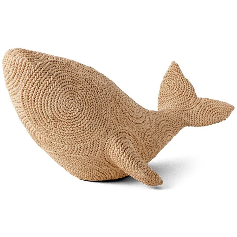 Escultura baleia em poliresina bege 34cm mart