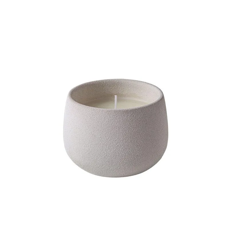 Vela Decorativa Em Cerâmica Off White Pequena