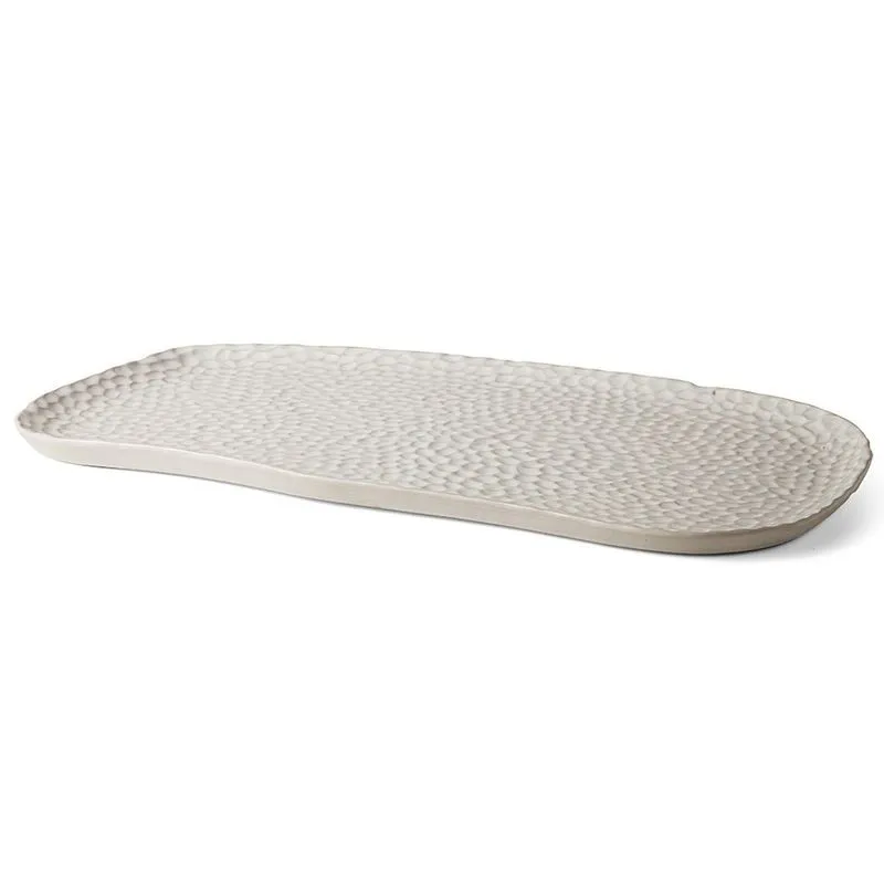 Bandeja em ceramica off white oval mart 42cm