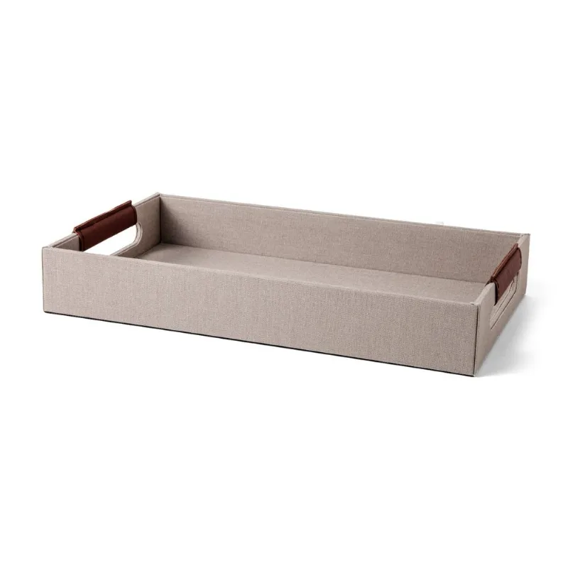 Bandeja Em Mdf Com Revestimento Linho Cinza 34x20cm Mart