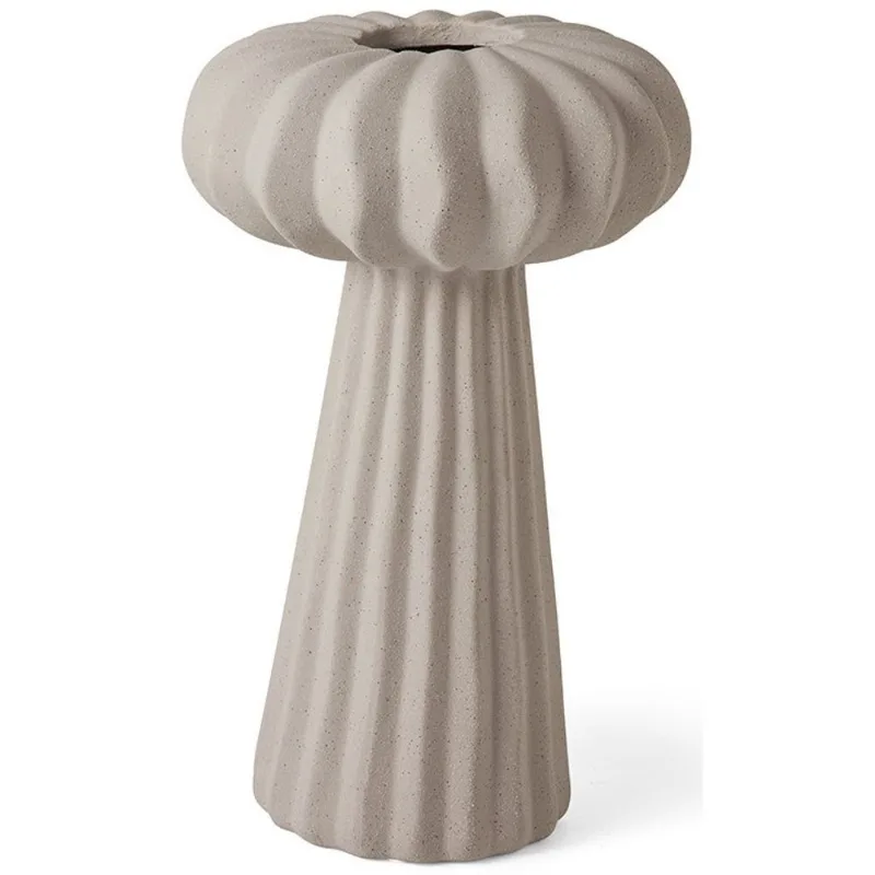 Vaso em ceramica cinza 3D com pedestal 28,5cm
