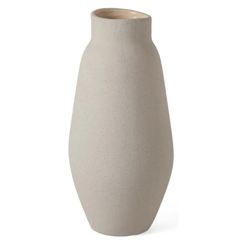 Vaso garrafa em ceramica cinza 31cm mart