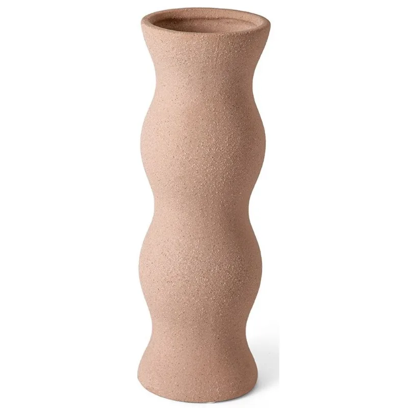 Vaso em ceramica bege ondulado mart 33cm