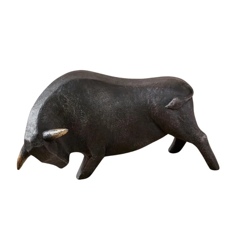 Escultura Touro Decorativo Preto 16X30X13Cm Decoração