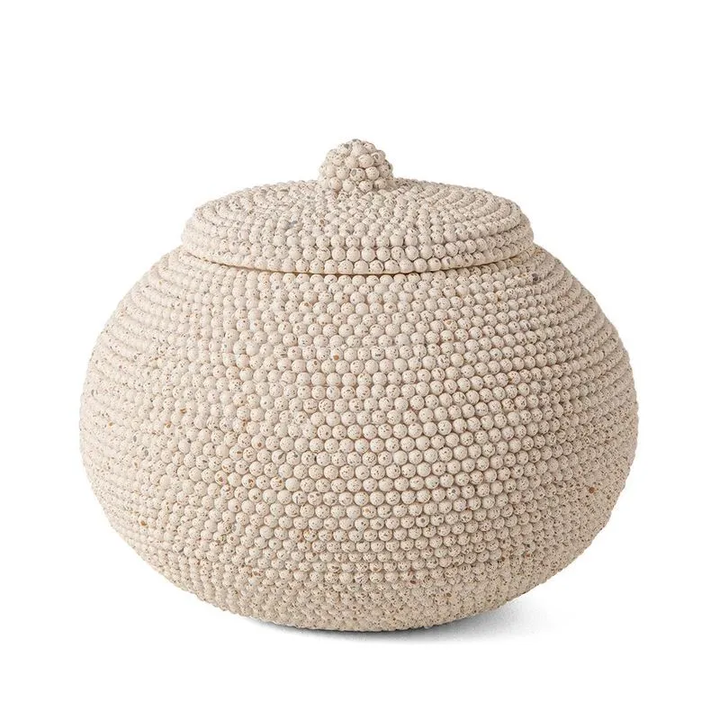 Caixa Decorativa Mart Em Polirresina Off White 14x15,5cm